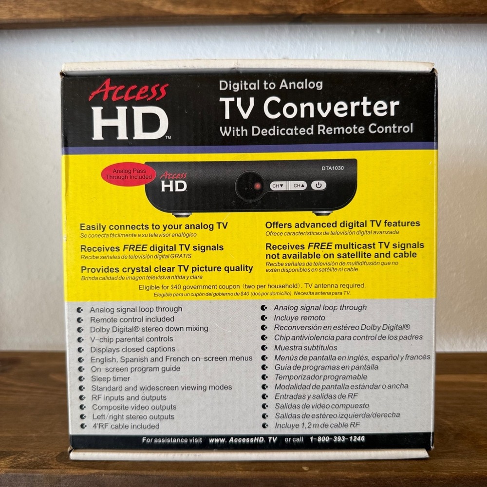 Access HD DTA1030 Digital To Analog‎ TV Converter Box Open Box Complete Remote